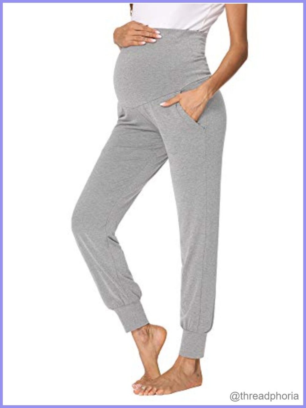 Maternity Joggers Over Belly Lounge Pajama Pants with Pockets